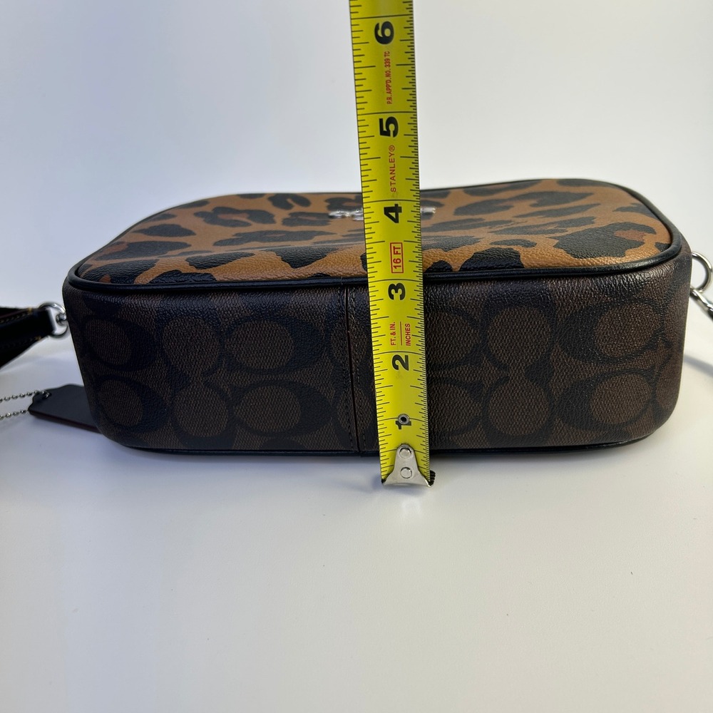 Coach Jamie Camera Bag Leopard Print Canvas Leather Crossbody Excellent - Picture 7 of 7